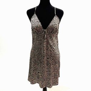 Victoria's Secret cheetah print 100% silk teddy slip dress